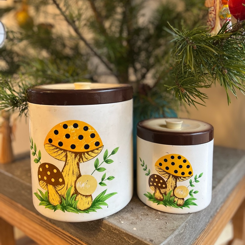 1977 Sears Roebuck Mushroom Canisters (set of 2)